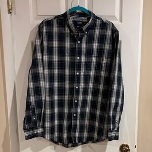Chaps Navy, Green, & White Plaid Button Down Shirt Men’s size Large